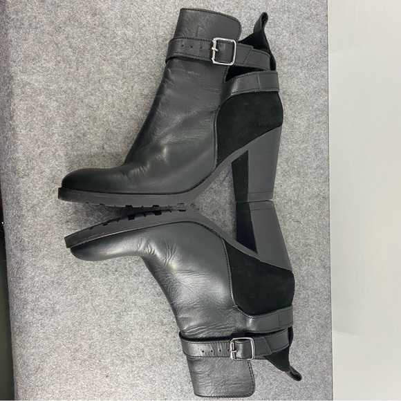 Lavorazione Artigiana Italy Super Soft Black Leather Suede Wrap Ankle BootsSize7 - Picture 9 of 13